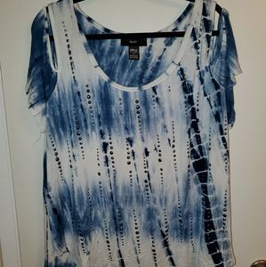 RAIN tye die cold shoulder top